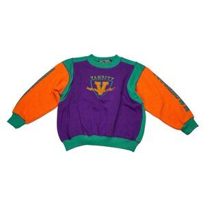 Vintage 90s Varsity Football Toddler Boys Color block Sweatshirt Size M 5-6